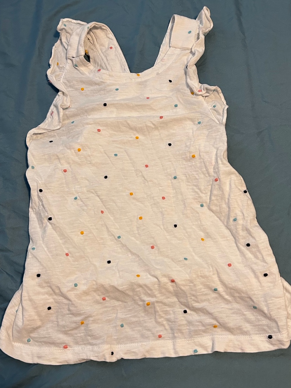 LOFT White Multicolor Embroidered Ruffle Tank - Picture 2 of 5